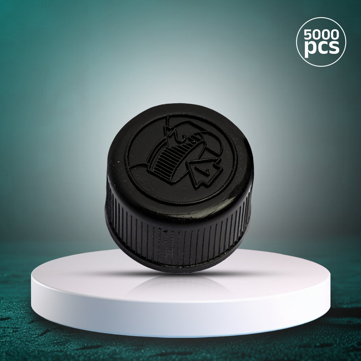 Universal child-resistant black cap with easy-to-follow push-down-and-turn instructions.