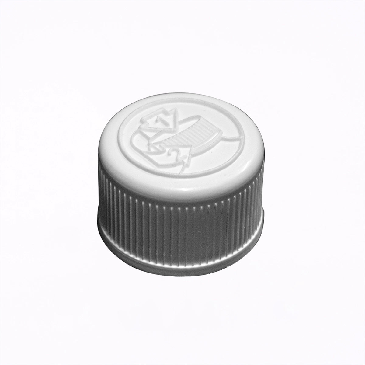 CRC Cap White with child-proof design, featuring a push-down-and-turn mechanism for safe bottle closure at home or in industrial settings.