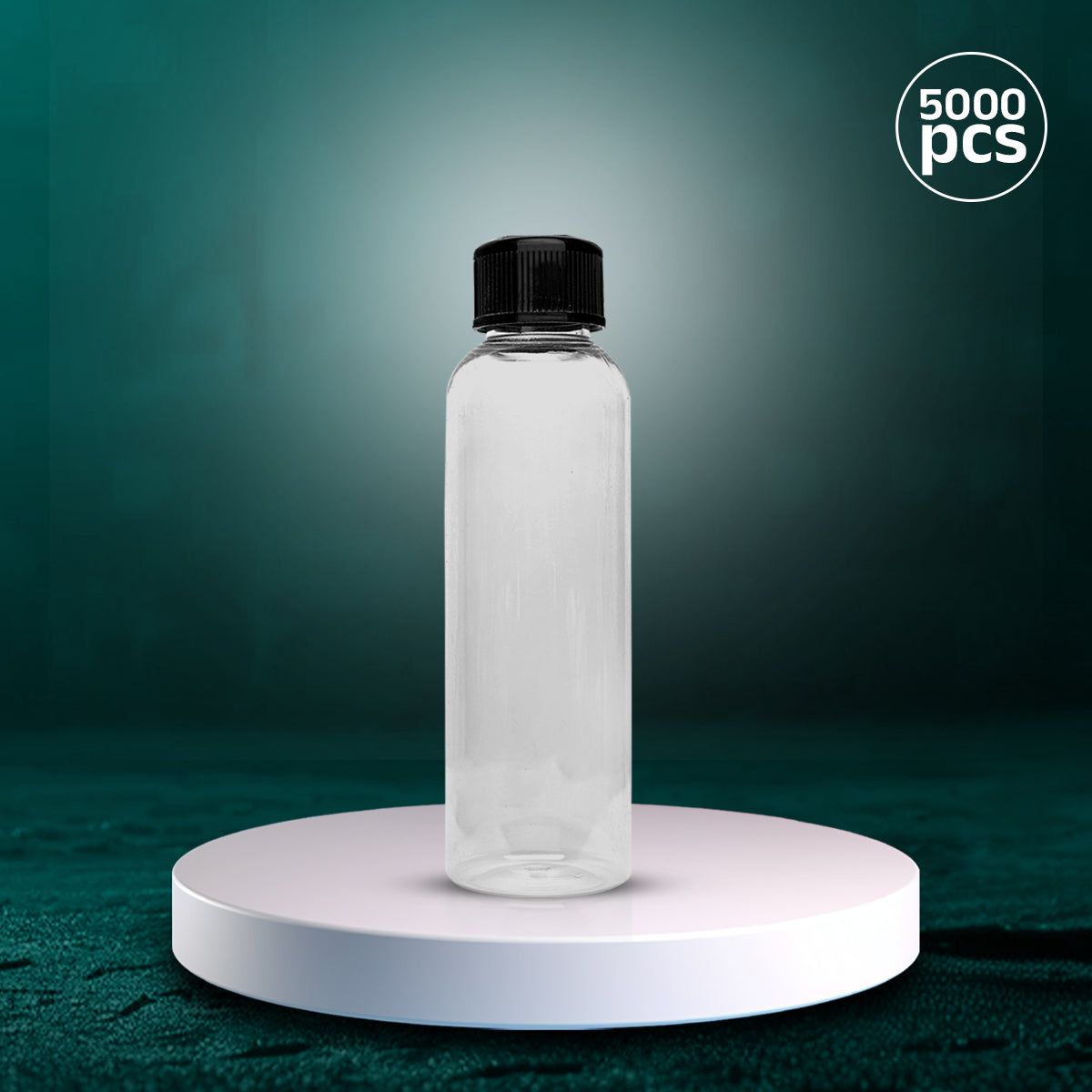 Compact PET bottle with 28mm neck and black CRC cap, perfect for toners, oils, and chemicals.