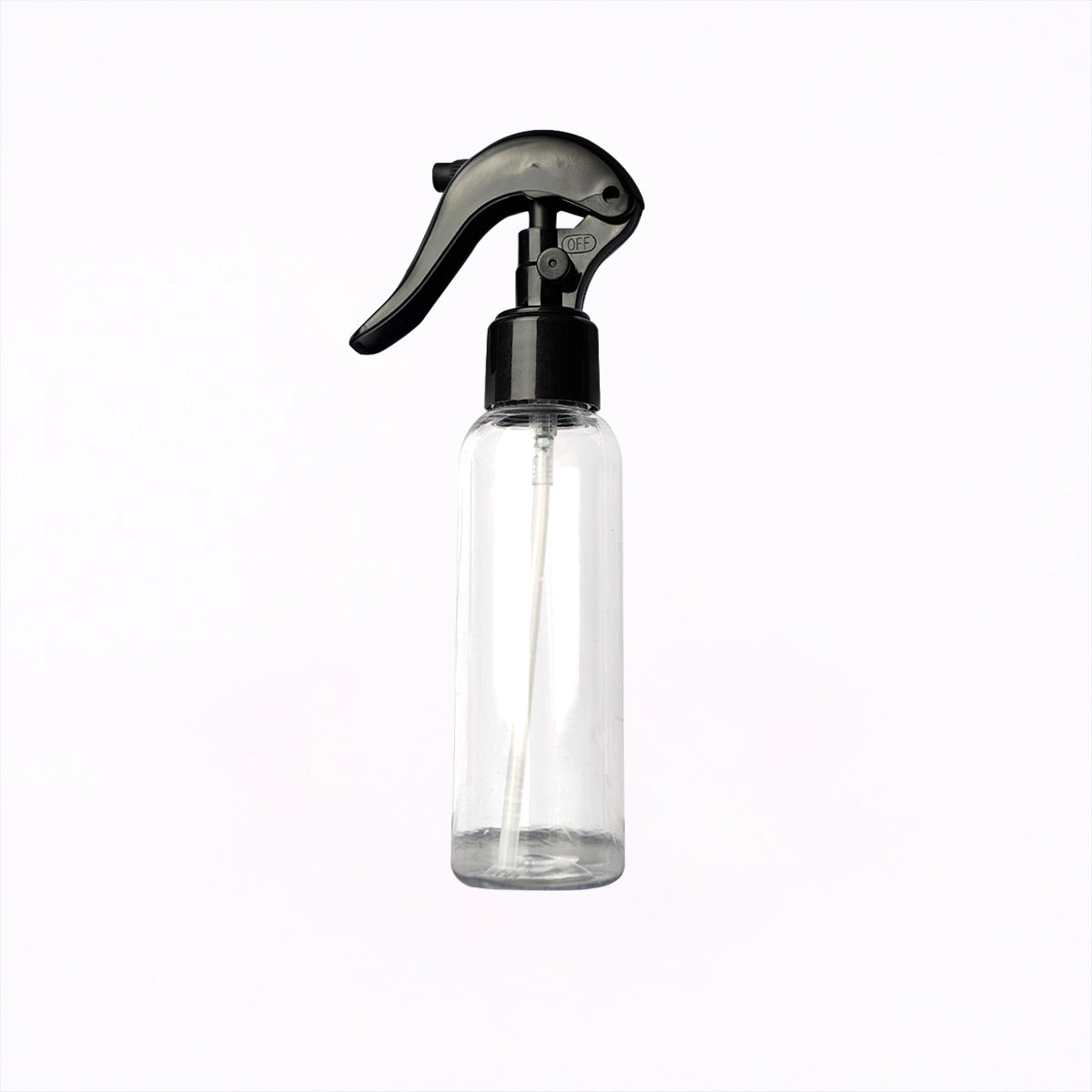 100ml transparent PET bottle with locking trigger, ideal for toners, perfumes, and hand sanitizers.